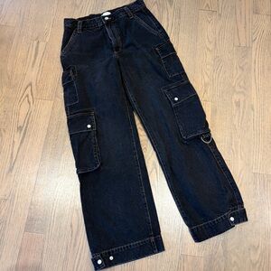Oak + Fort Cargo Wide leg Jean with Snaps For Barrel Leg